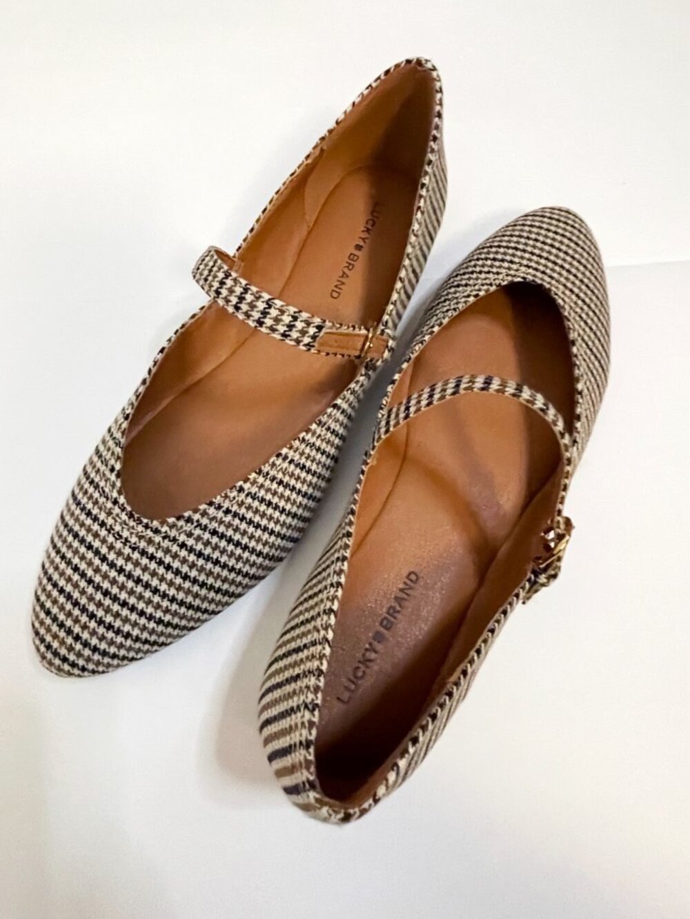Lucky Brand Mary Jane Flats Women’s Size 8.5 Houndstooth Plaid Buckle Ballet - Picture 8 of 9